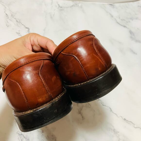 Allen Edmonds Cody Loafers Mens 11B Narrow Kiltie Tassel Weave Chili Leather - Picture 4 of 9